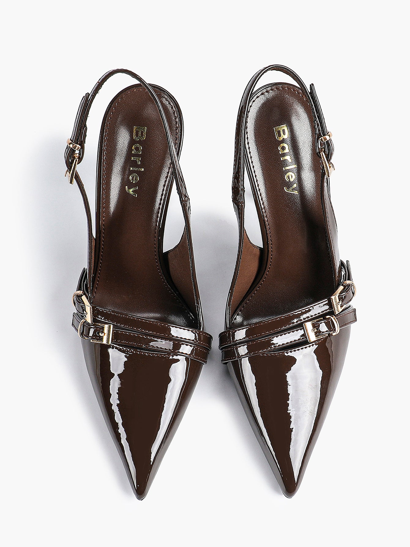 Leather Multi Buckle Slingback Pointed Toe Stiletto Heels-Elegant Dress Shoes