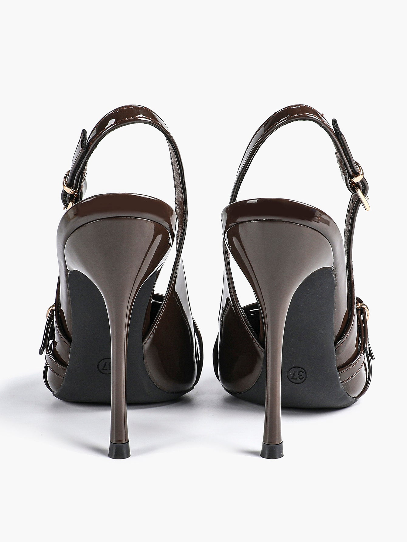Leather Multi Buckle Slingback Pointed Toe Stiletto Heels-Elegant Dress Shoes
