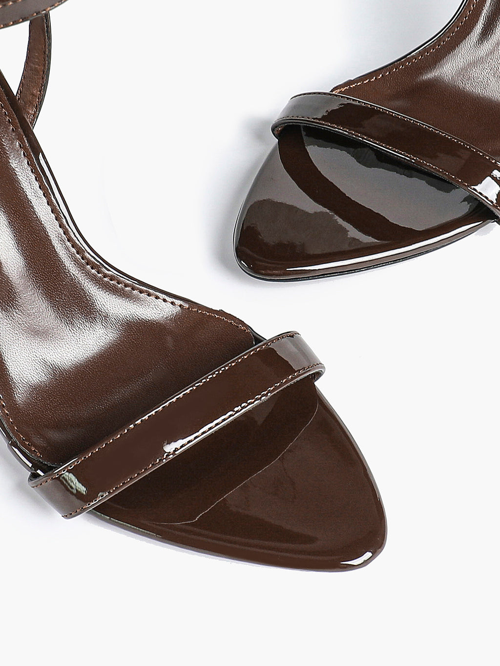 Black Leather Square Toe Ankle Strap High Heel Sandals