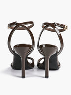 White Ankle Strap Open Toe Block Heeled Sandals - Wedding Party Office
