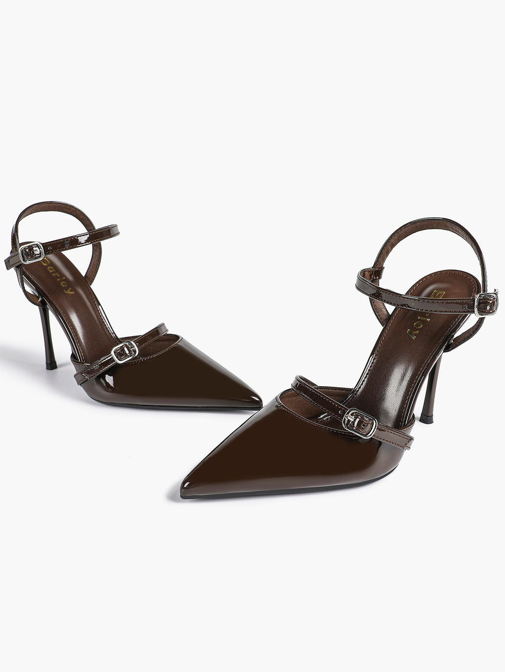 Double Strap Slingback Pointed Toe Stiletto Heels - Mary Jane Style Pumps