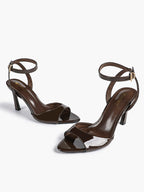 White Ankle Strap Open Toe Block Heeled Sandals - Wedding Party Office