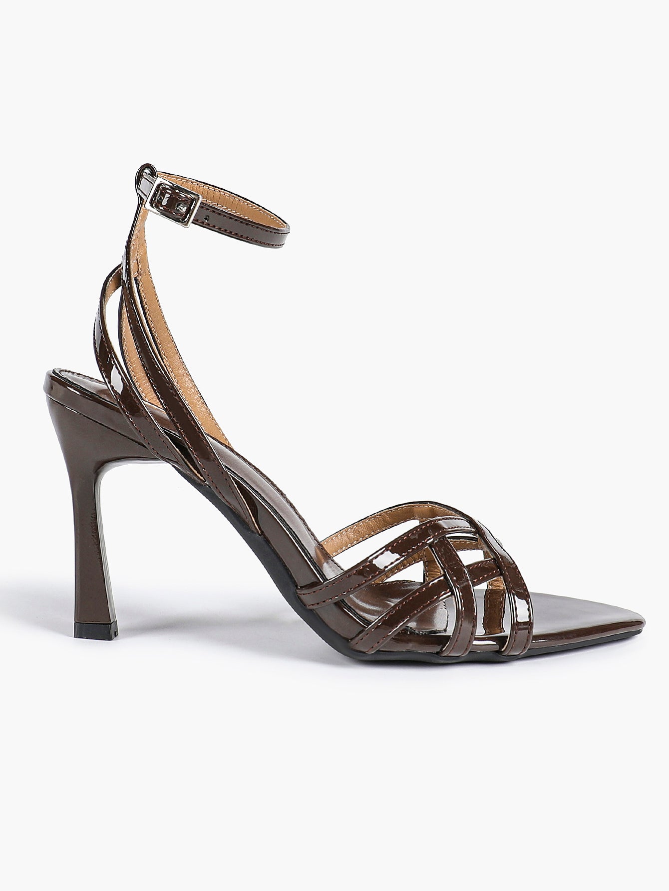 Crisscross Strappy Ankle Strap Metallic Silver Stiletto Sandals Party Date Night