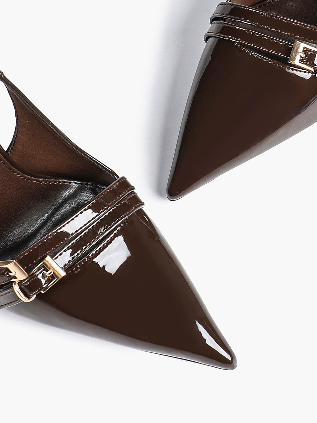 Leather Multi Buckle Slingback Pointed Toe Stiletto Heels-Elegant Dress Shoes