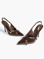 Women's Buckle Accent Pointed Toe Pumps Heels - Party Date Night Heels