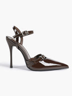 Double Strap Slingback Pointed Toe Stiletto Heels - Mary Jane Style Pumps