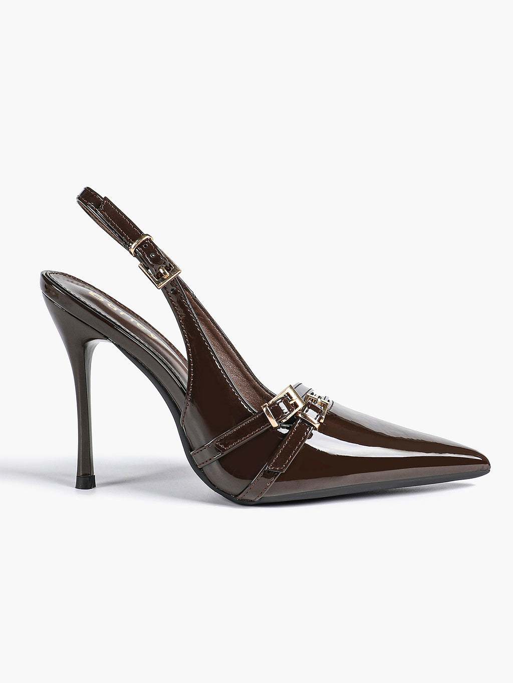 Leather Multi Buckle Slingback Pointed Toe Stiletto Heels-Elegant Dress Shoes