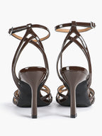 Crisscross Strappy Ankle Strap Metallic Silver Stiletto Sandals Party Date Night