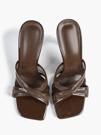 Women's strappy high-heeled sandals - elegant patent leather mesh evening high heels ISHIFIVAN