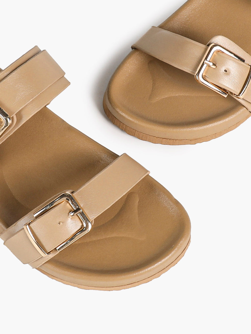 Black Patent Croc-Embossed Double Buckle Slide Sandals