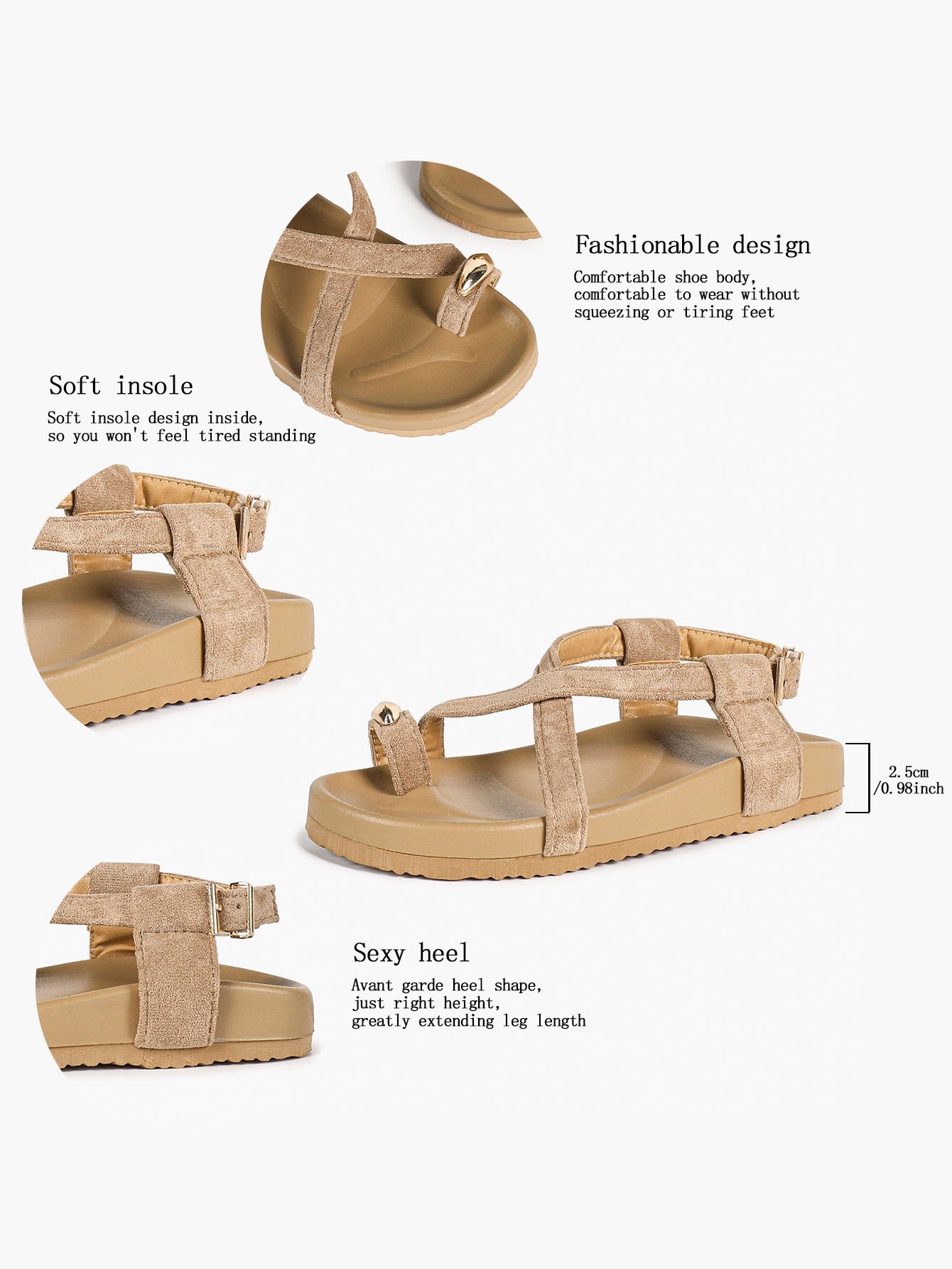 Olive Suede Crisscross Strap Sandals with Gold-Tone Hardware