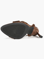 Comfortable Satin Cross-Strap Heels - Mocha Sandals with a Non-Slip Sole