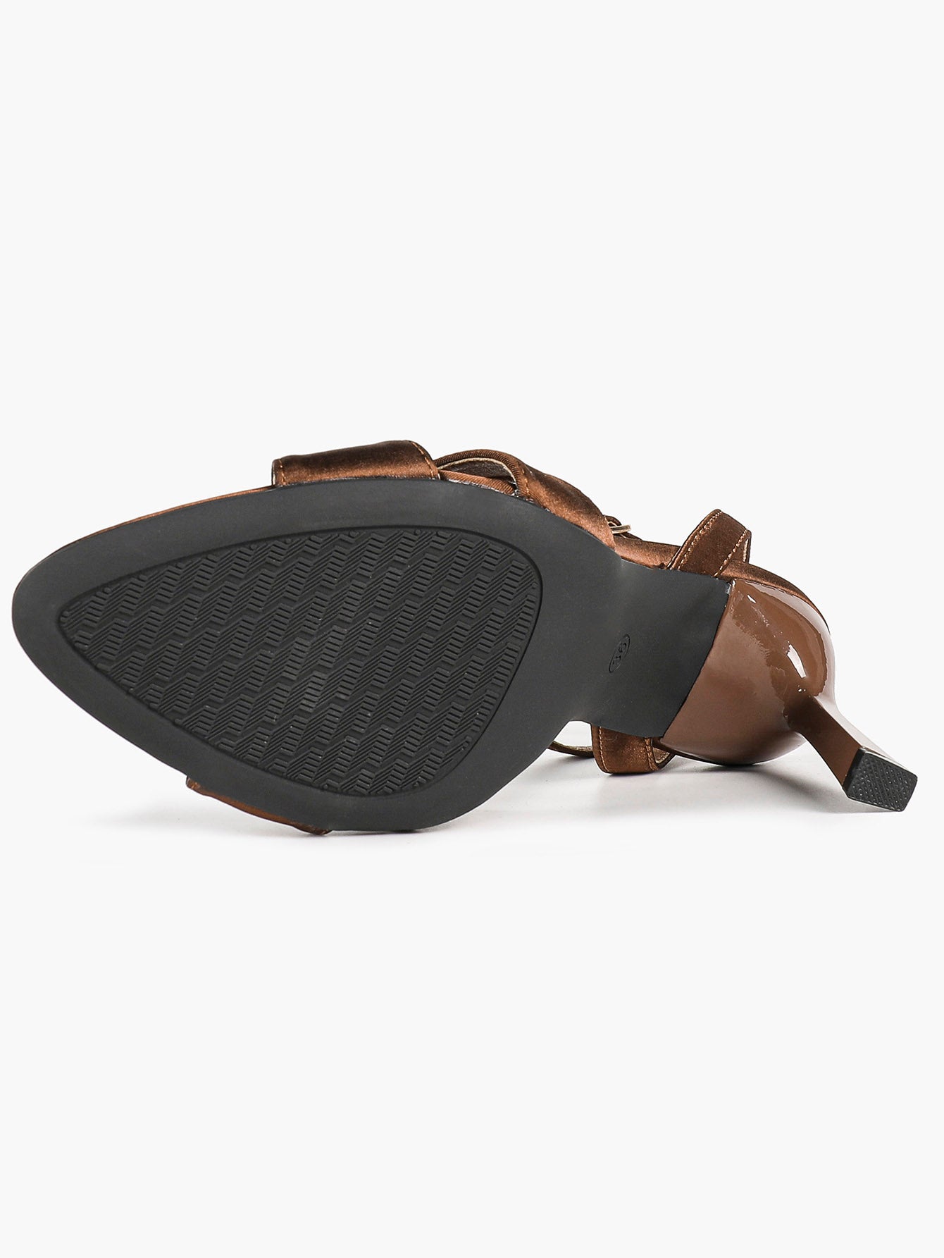 Comfortable Satin Cross-Strap Heels - Mocha Sandals with a Non-Slip Sole