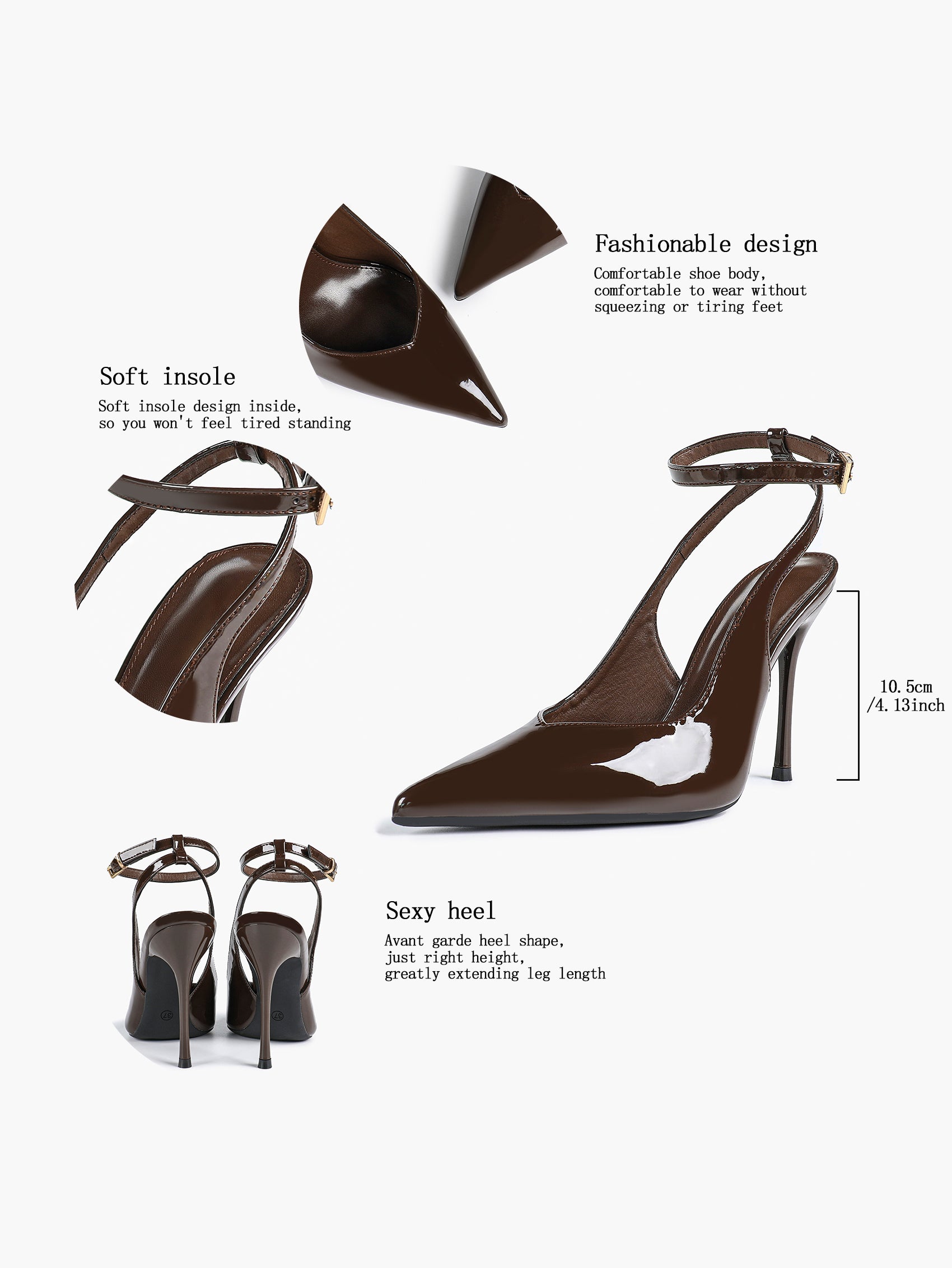 Pointed Toe Ankle Strap Classic Heels – Office Evening Pumps