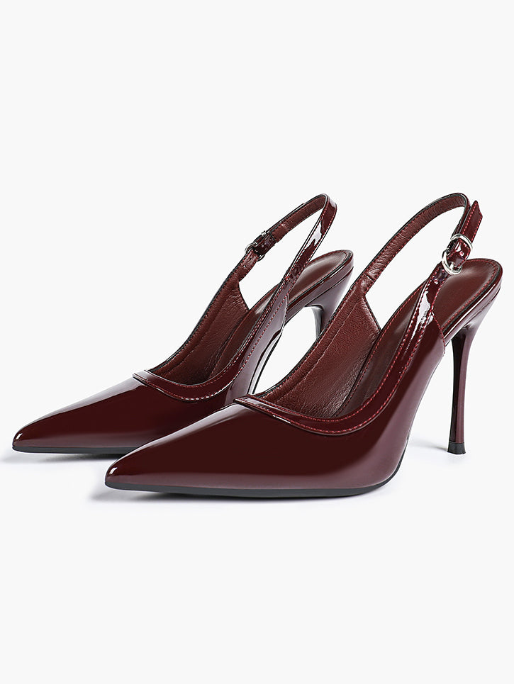 Glossy Patent Slingback Heels | Pointed Toe Formal Heels