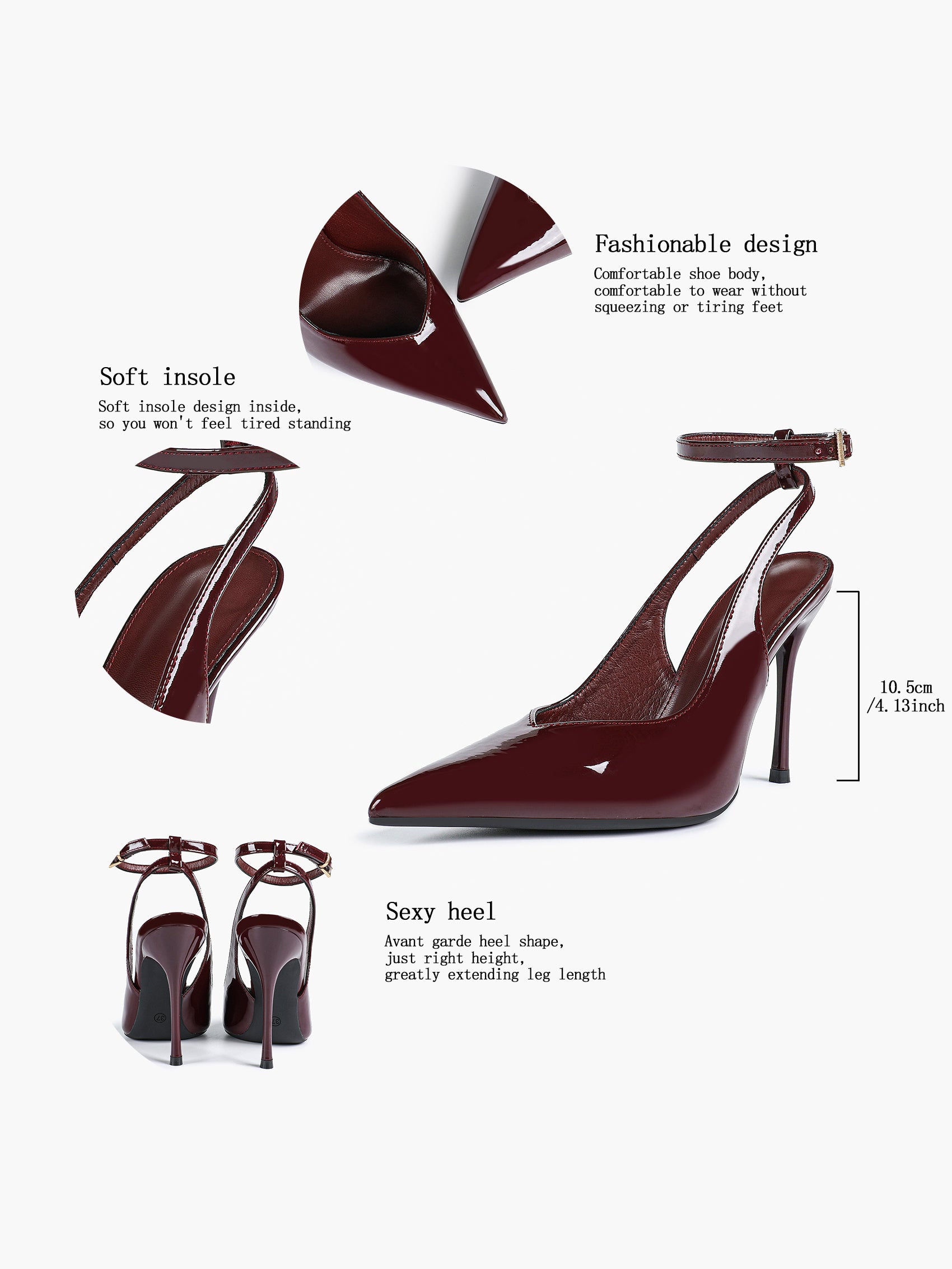 Pointed Toe Ankle Strap Classic Heels – Office Evening Pumps