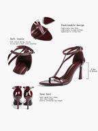 Women's Pointed Toe T-Strap High Heel Sandals -Summer, Wedding Guest, Date Night