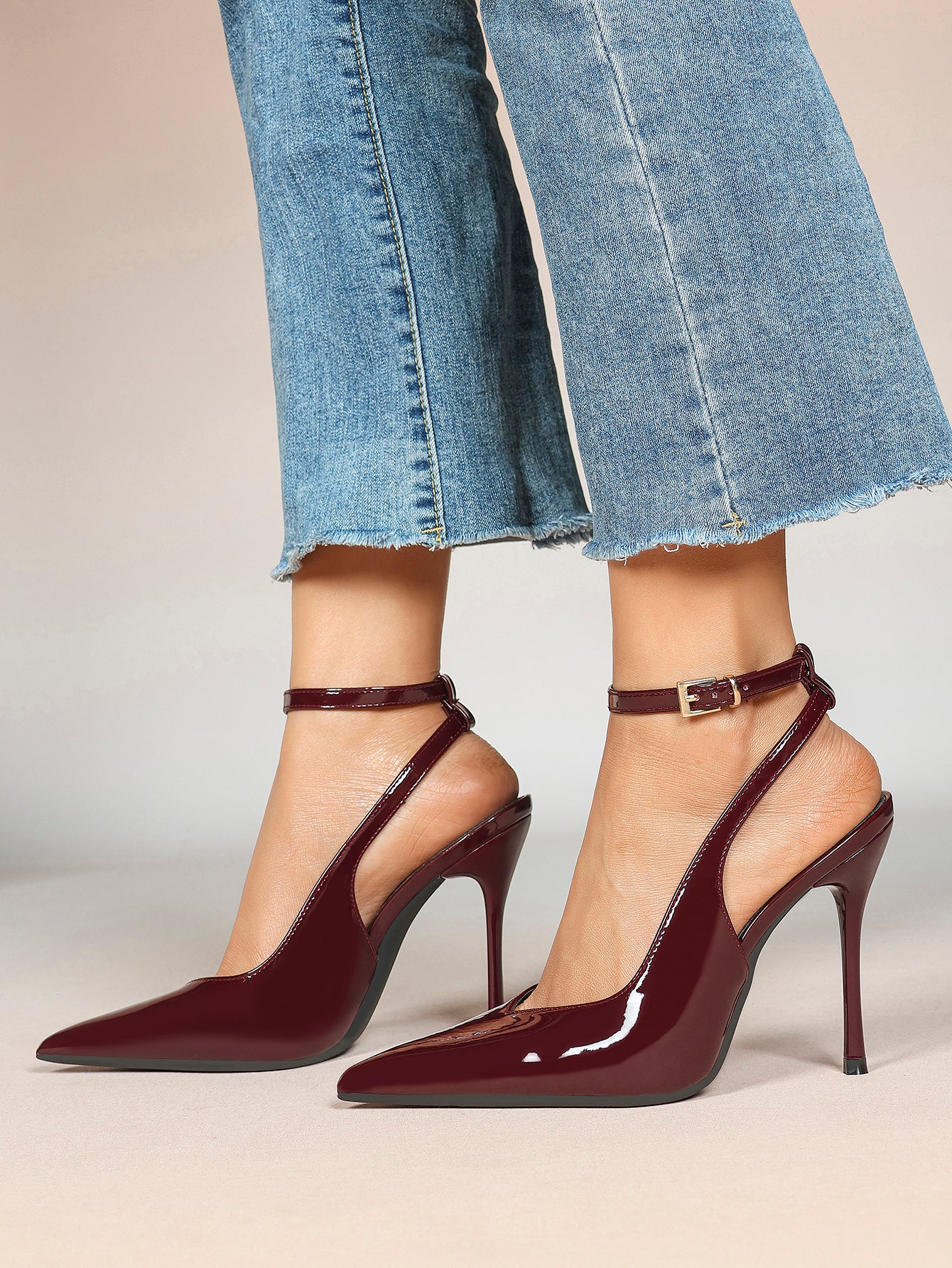 Pointed Toe Ankle Strap Classic Heels – Office Evening Pumps