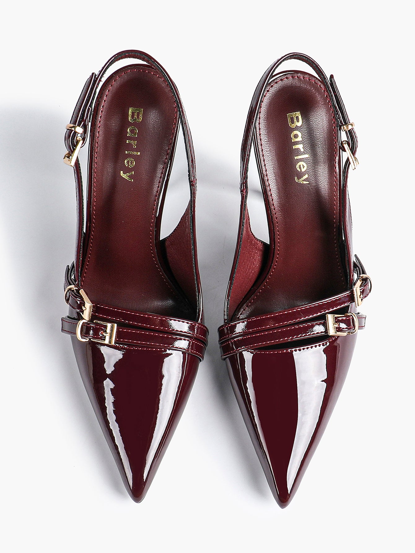 Leather Multi Buckle Slingback Pointed Toe Stiletto Heels-Elegant Dress Shoes