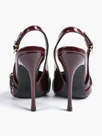 Leather Multi Buckle Slingback Pointed Toe Stiletto Heels-Elegant Dress Shoes