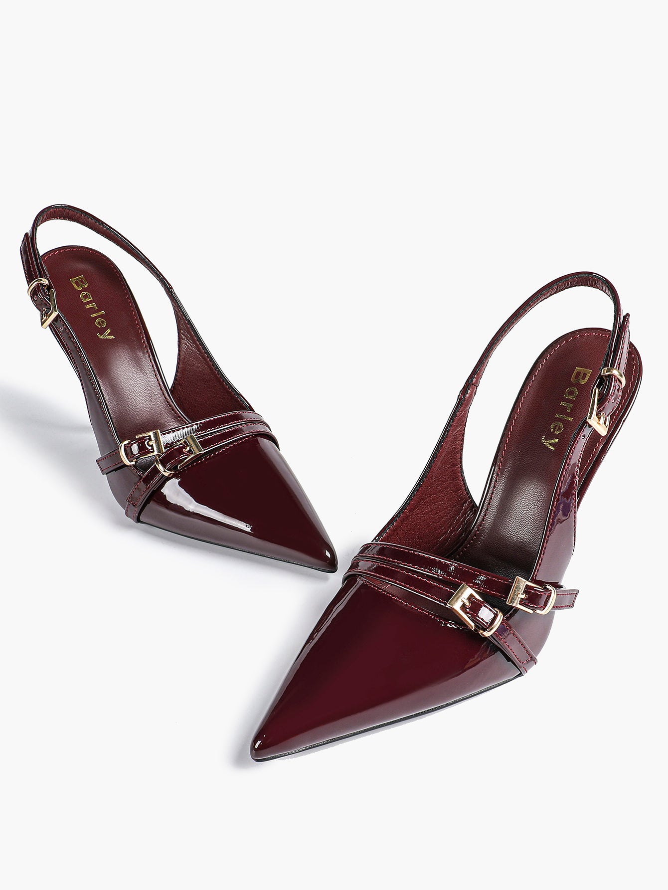 Leather Multi Buckle Slingback Pointed Toe Stiletto Heels-Elegant Dress Shoes