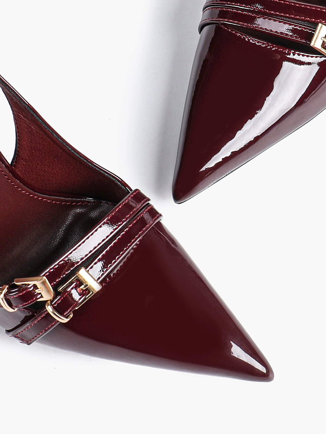 Leather Multi Buckle Slingback Pointed Toe Stiletto Heels-Elegant Dress Shoes