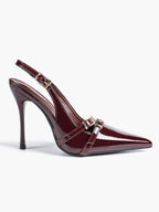Leather Multi Buckle Slingback Pointed Toe Stiletto Heels-Elegant Dress Shoes