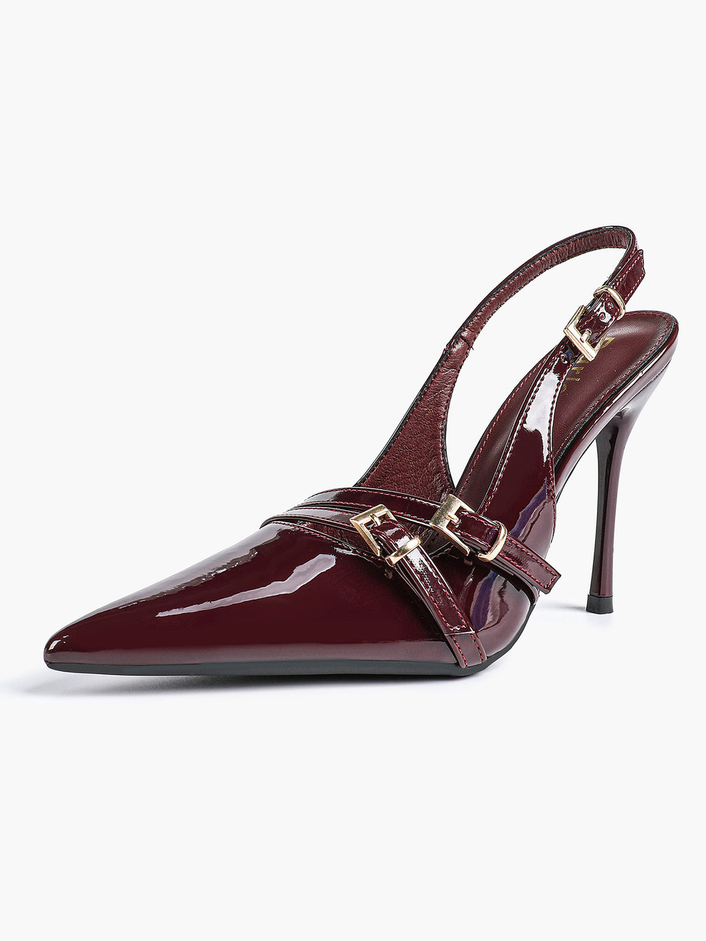 Leather Multi Buckle Slingback Pointed Toe Stiletto Heels-Elegant Dress Shoes