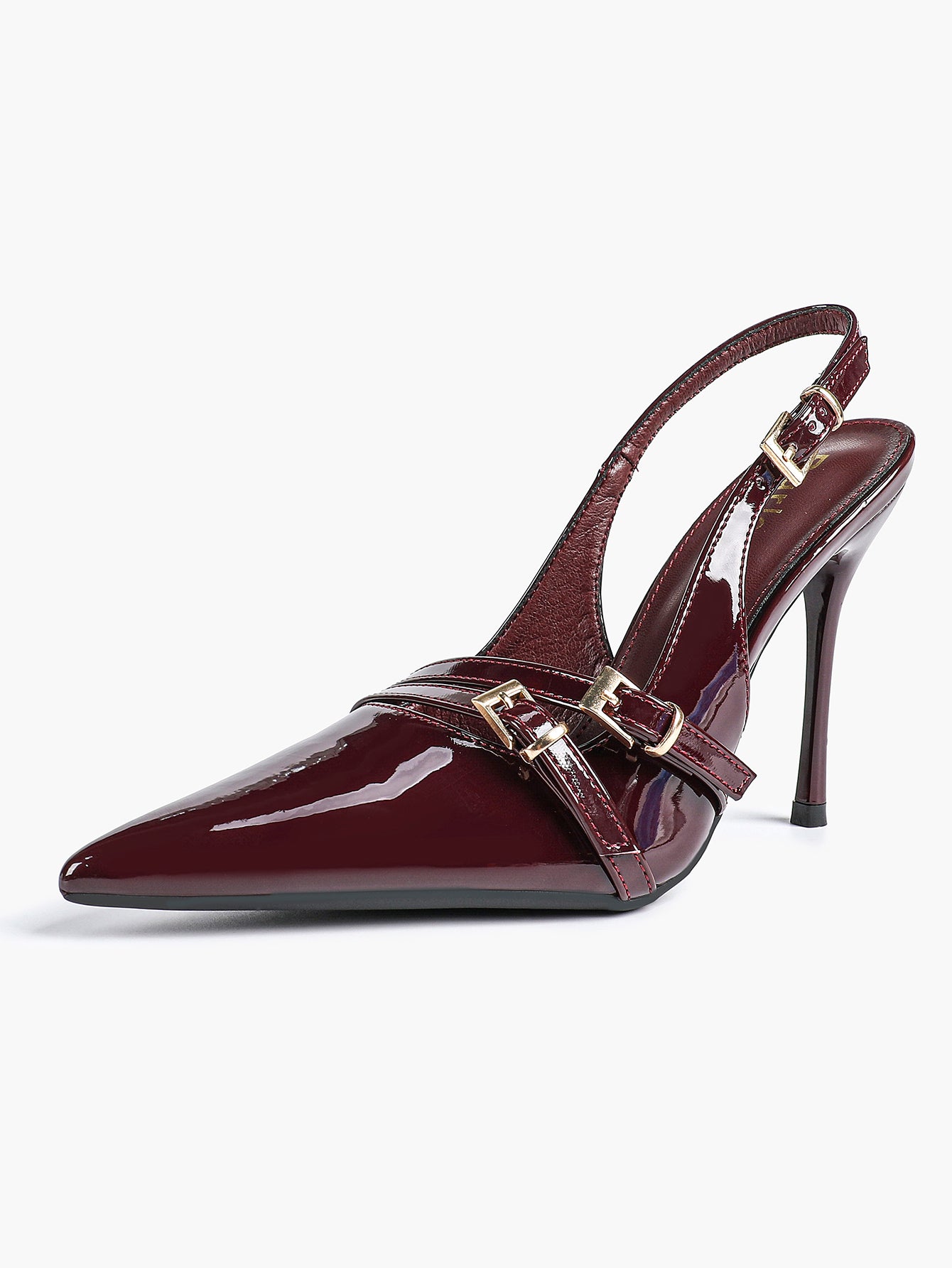 Leather Multi Buckle Slingback Pointed Toe Stiletto Heels-Elegant Dress Shoes
