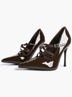 Cross Buckle Slingback Heels - Classic Pointed Toe Pumps