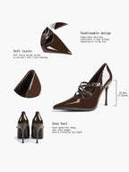 Cross Buckle Slingback Heels - Classic Pointed Toe Pumps