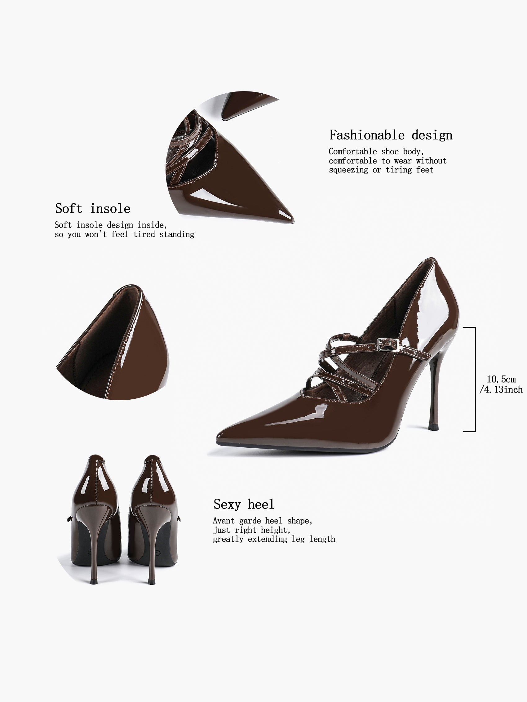 Cross Buckle Slingback Heels - Classic Pointed Toe Pumps