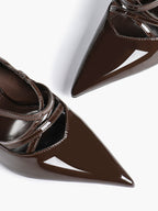 Cross Buckle Slingback Heels - Classic Pointed Toe Pumps