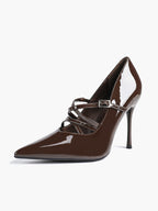 Cross Buckle Slingback Heels - Classic Pointed Toe Pumps