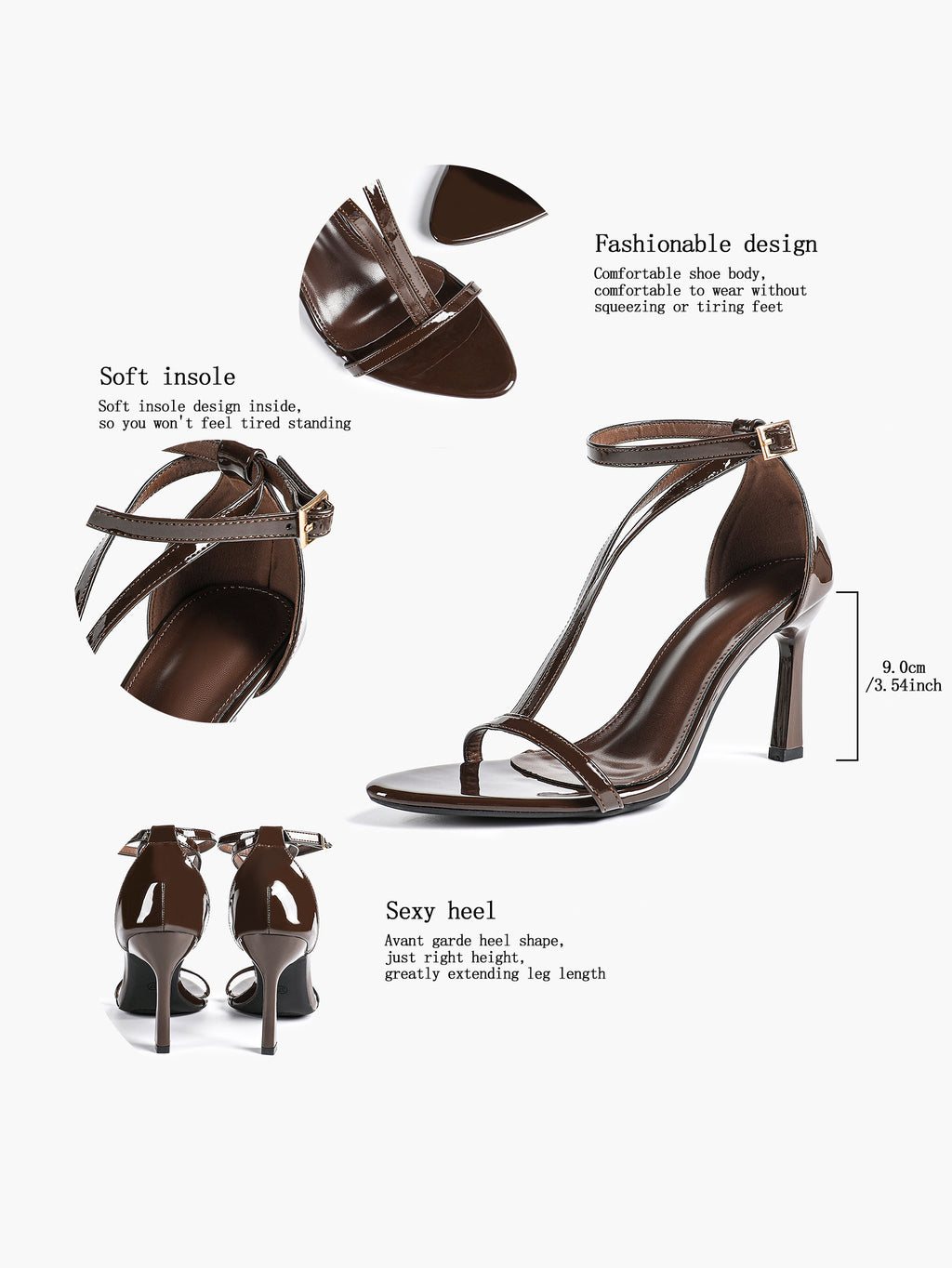 Women's Pointed Toe T-Strap High Heel Sandals -Summer, Wedding Guest, Date Night