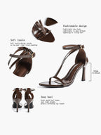 Women's Pointed Toe T-Strap High Heel Sandals -Summer, Wedding Guest, Date Night