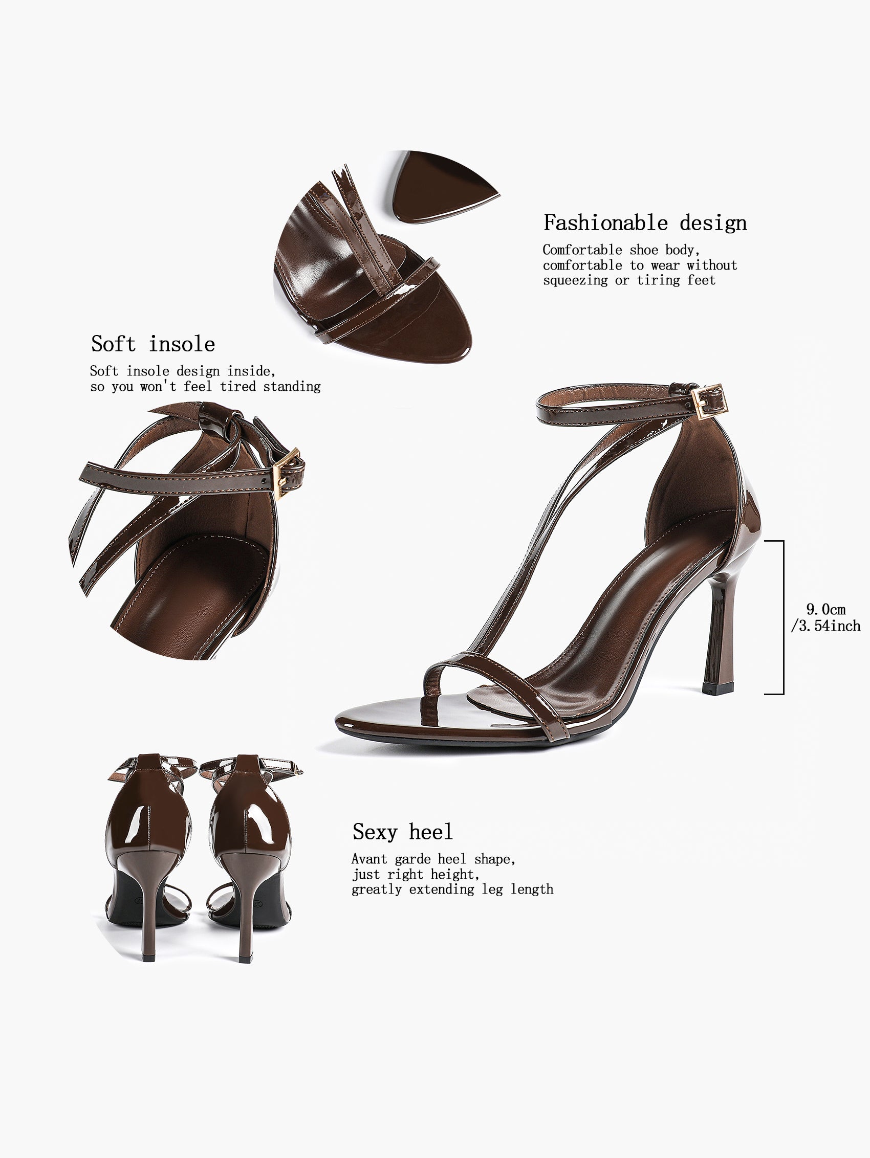 Women's Pointed Toe T-Strap High Heel Sandals -Summer, Wedding Guest, Date Night