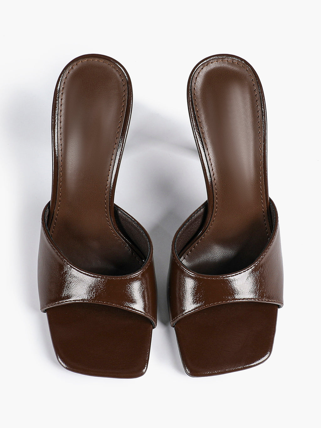 Leather Square Toe High Heel Mules Slip-On Stiletto Sandals Wedding Casual Shoes