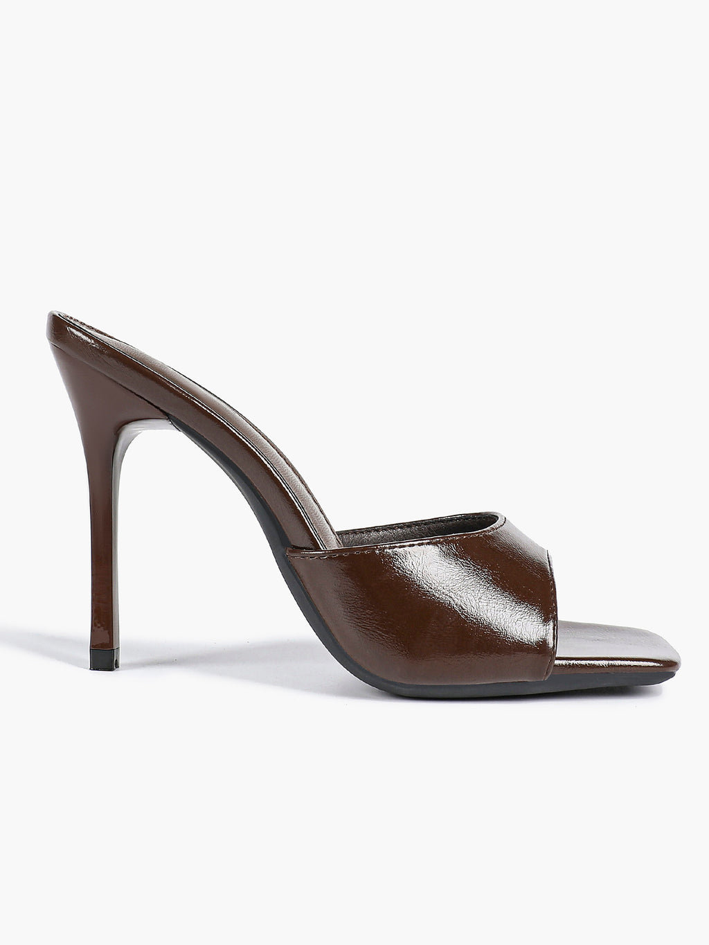 Leather Square Toe High Heel Mules Slip-On Stiletto Sandals Wedding Casual Shoes