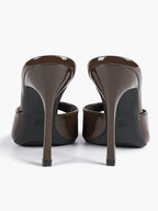 Leather Square Toe High Heel Mules Slip-On Stiletto Sandals Wedding Casual Shoes