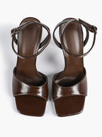 Women's Black Square Toe Ankle Strap Heeled Sandals Wedding Party Casual Shoes