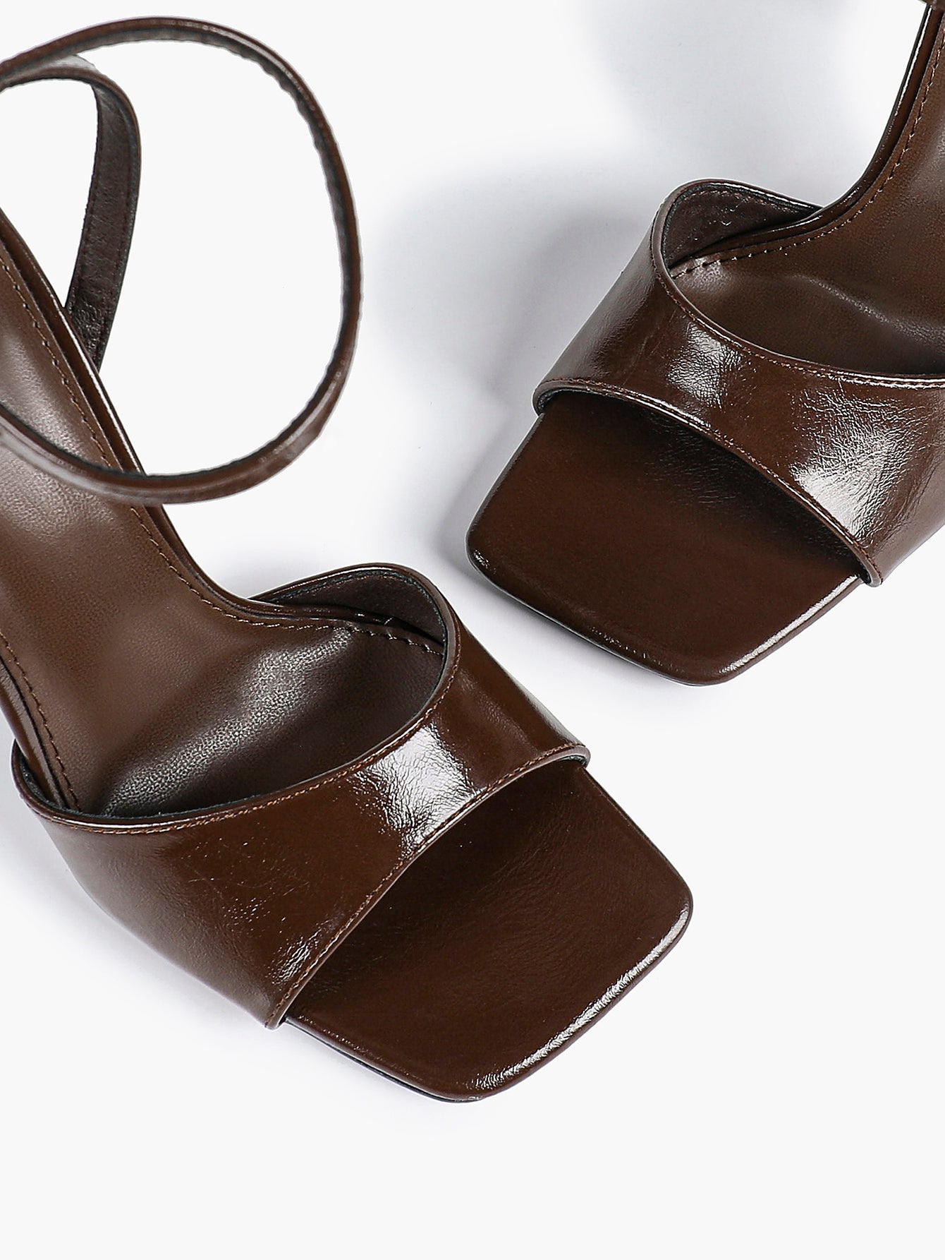Women's Black Square Toe Ankle Strap Heeled Sandals Wedding Party Casual Shoes