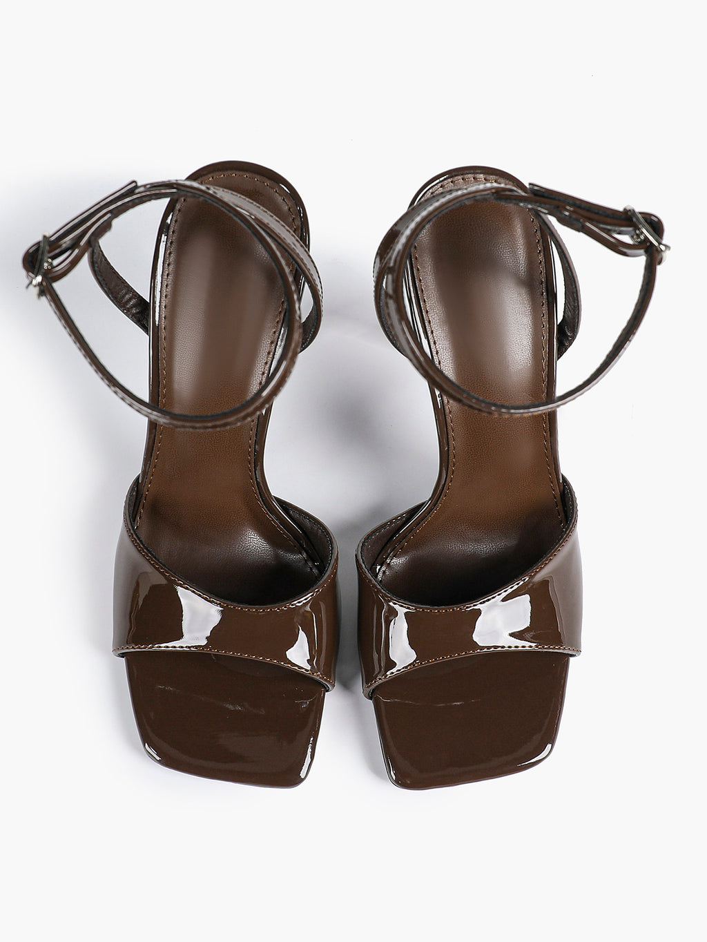 Women's Black Square Toe Ankle Strap Heeled Sandals Wedding Party Casual Shoes