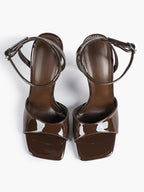 Women's Black Square Toe Ankle Strap Heeled Sandals Wedding Party Casual Shoes