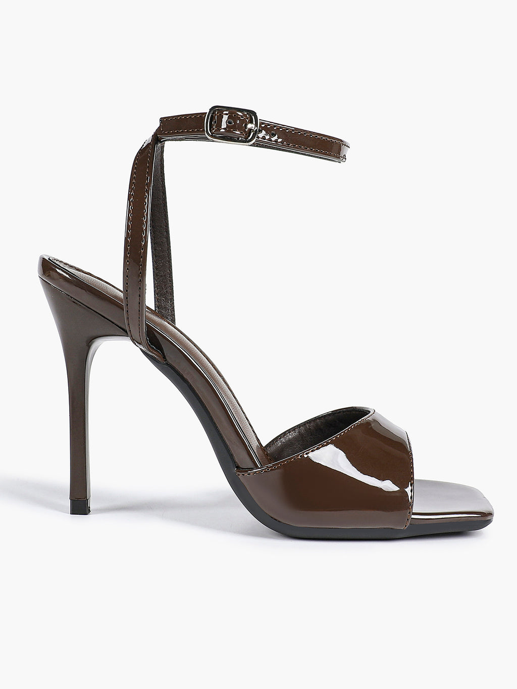 Women's Black Square Toe Ankle Strap Heeled Sandals Wedding Party Casual Shoes