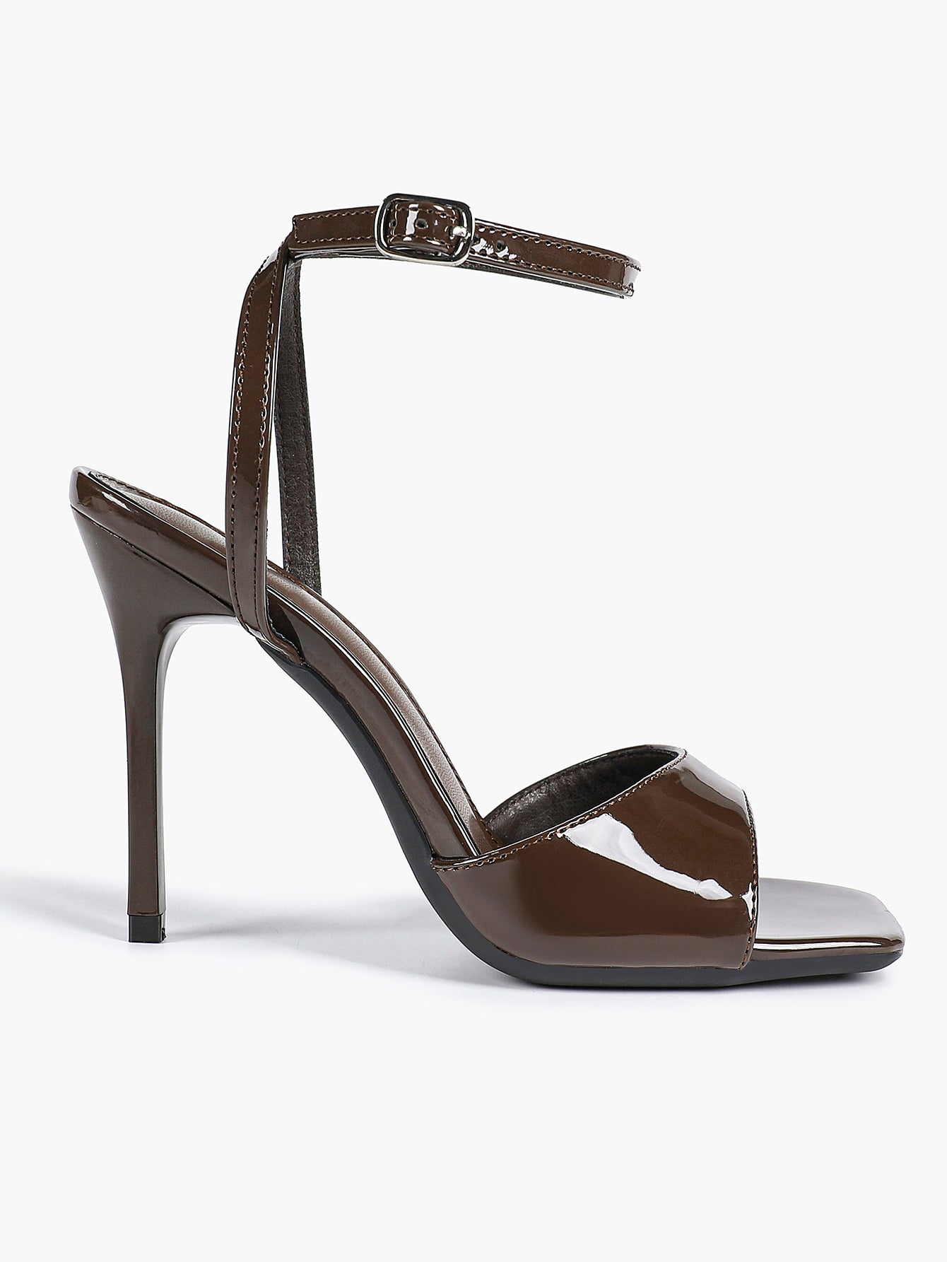Women's Black Square Toe Ankle Strap Heeled Sandals Wedding Party Casual Shoes