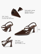 Slimming V-Strap Pumps - Chocolate Patent Heels for Delicate Foot Framing