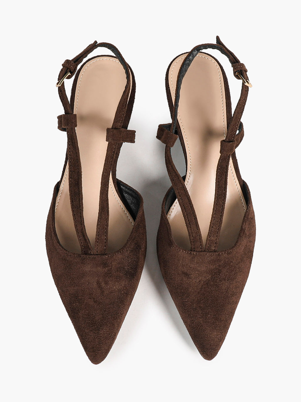 Red Patent V-Strap Slingback Heels with Pointed Toe and Low Block Heel