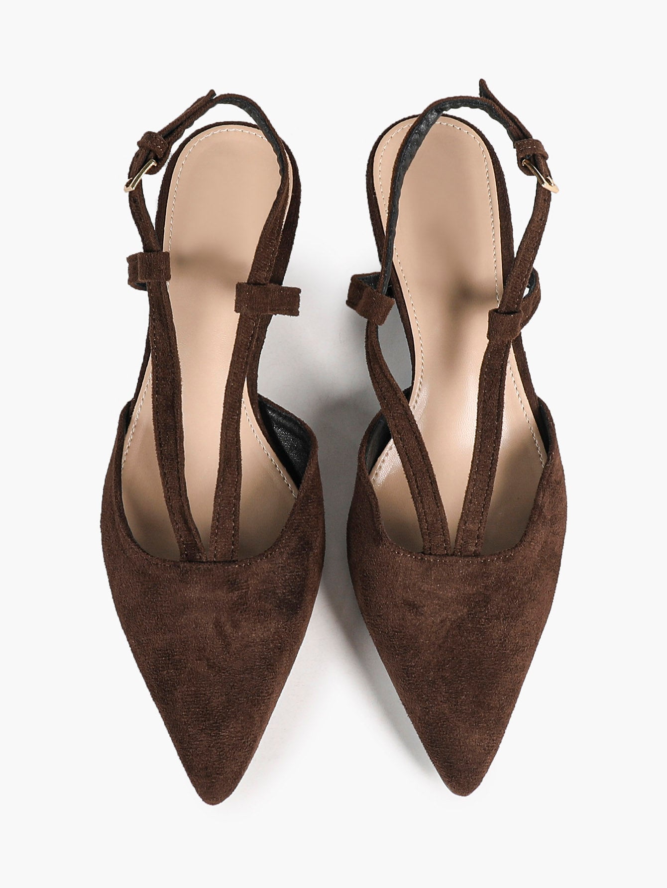 Red Patent V-Strap Slingback Heels with Pointed Toe and Low Block Heel