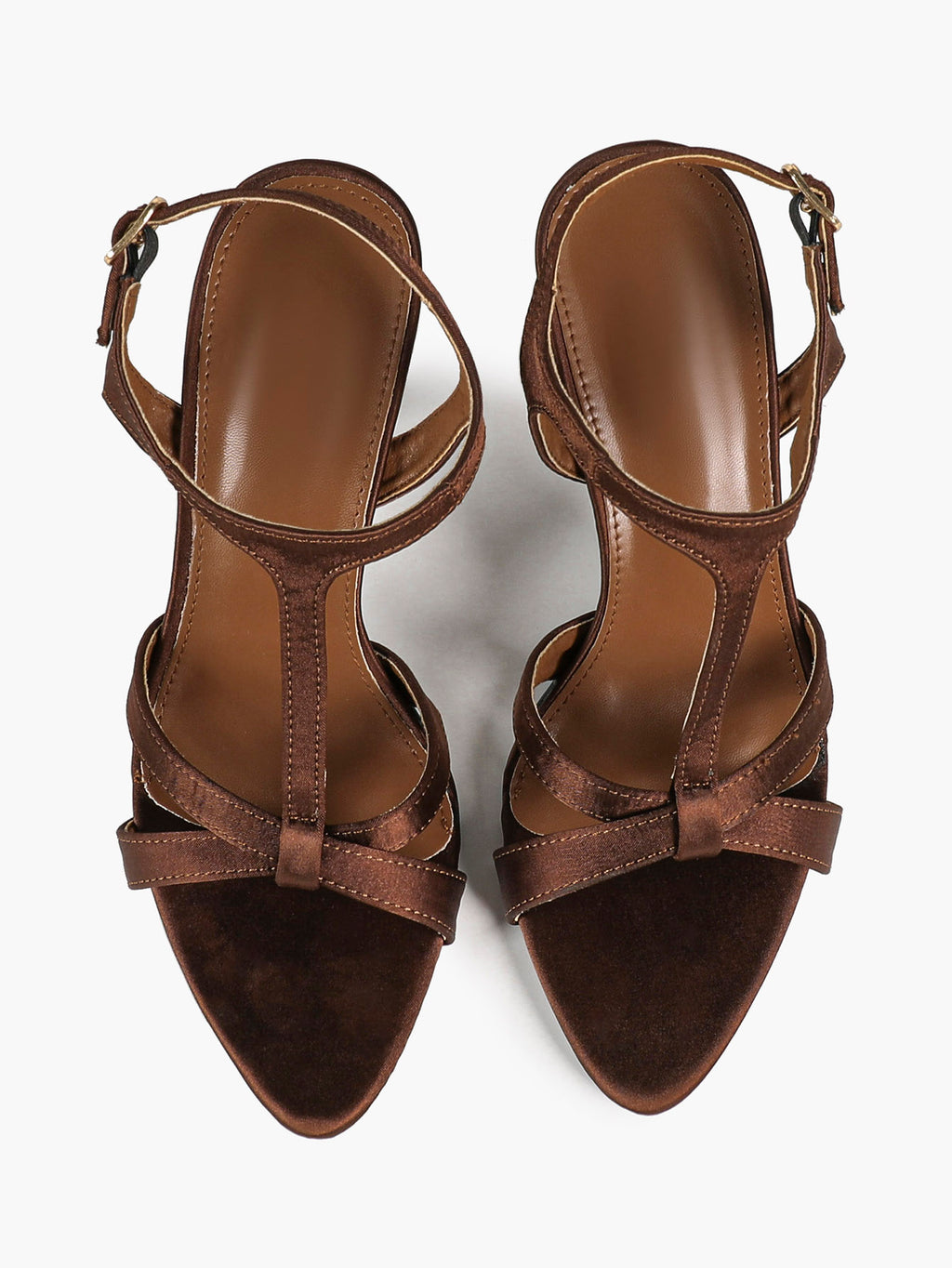 Velvet Mocha: Brown Satin Knotted Sandals for Warm Autumn/Winter Sophistication
